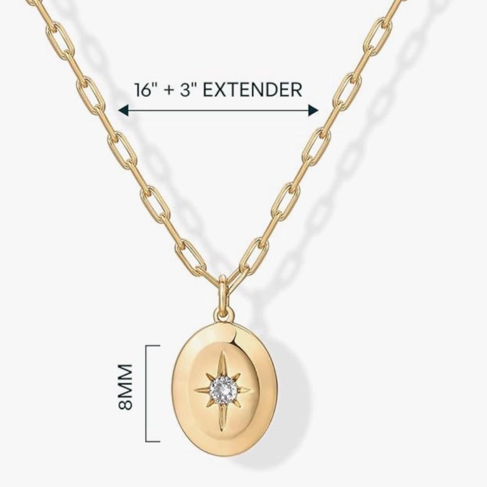 NEW 14K Gold Plated Gold Pendant Necklace with Star Design - Picture 4 of 6
